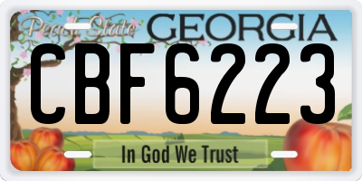 GA license plate CBF6223