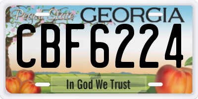 GA license plate CBF6224