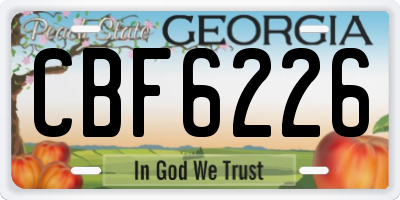 GA license plate CBF6226