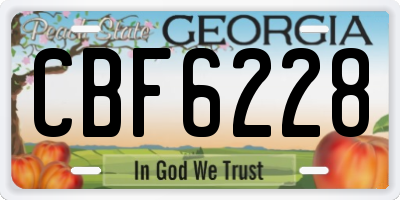 GA license plate CBF6228