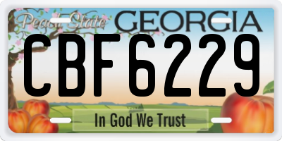GA license plate CBF6229