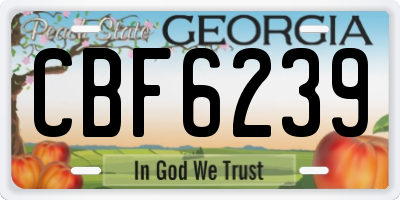 GA license plate CBF6239