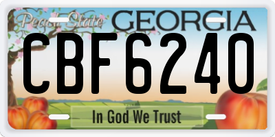 GA license plate CBF6240