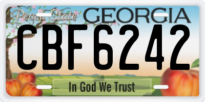 GA license plate CBF6242