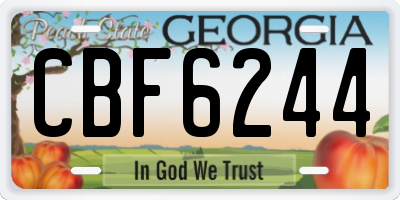 GA license plate CBF6244