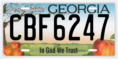 GA license plate CBF6247
