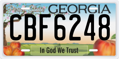 GA license plate CBF6248