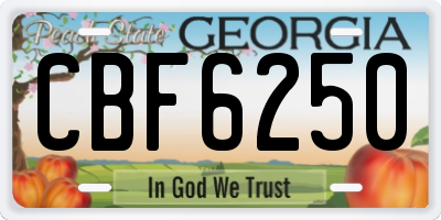 GA license plate CBF6250