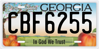 GA license plate CBF6255