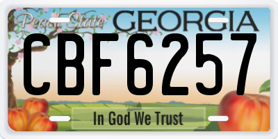 GA license plate CBF6257