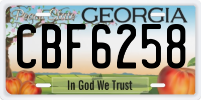GA license plate CBF6258