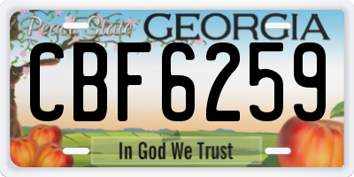 GA license plate CBF6259