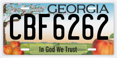 GA license plate CBF6262