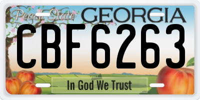 GA license plate CBF6263