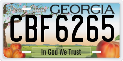 GA license plate CBF6265