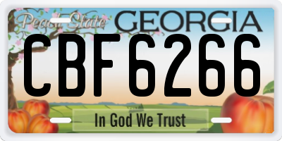 GA license plate CBF6266