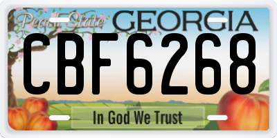 GA license plate CBF6268