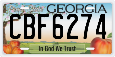 GA license plate CBF6274