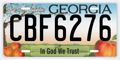 GA license plate CBF6276