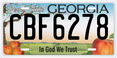 GA license plate CBF6278