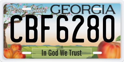 GA license plate CBF6280