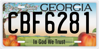 GA license plate CBF6281