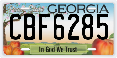 GA license plate CBF6285