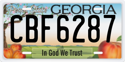 GA license plate CBF6287