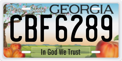 GA license plate CBF6289