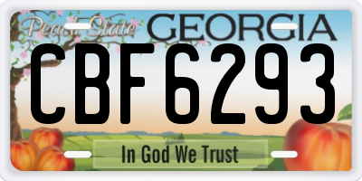 GA license plate CBF6293