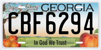 GA license plate CBF6294