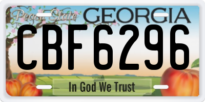 GA license plate CBF6296