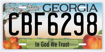 GA license plate CBF6298