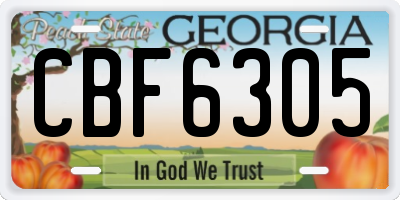 GA license plate CBF6305
