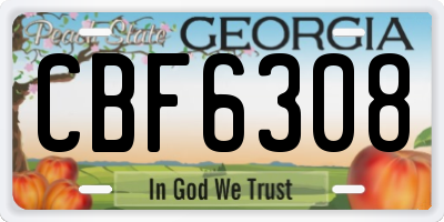 GA license plate CBF6308