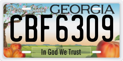 GA license plate CBF6309