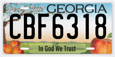 GA license plate CBF6318