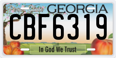 GA license plate CBF6319