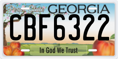 GA license plate CBF6322