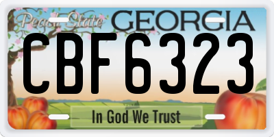 GA license plate CBF6323
