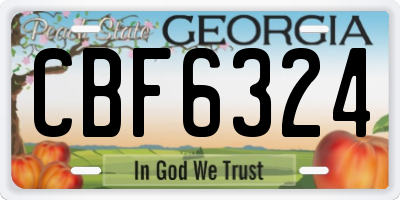 GA license plate CBF6324