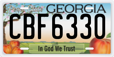 GA license plate CBF6330