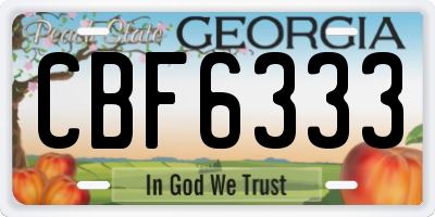 GA license plate CBF6333