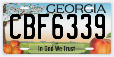 GA license plate CBF6339