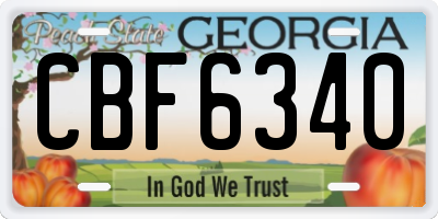GA license plate CBF6340