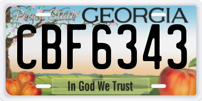 GA license plate CBF6343