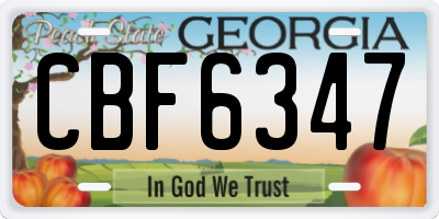 GA license plate CBF6347