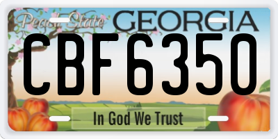 GA license plate CBF6350