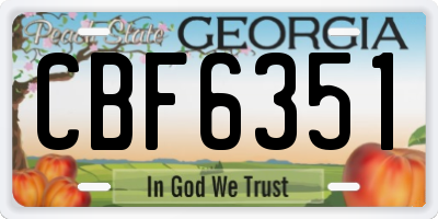 GA license plate CBF6351