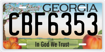 GA license plate CBF6353